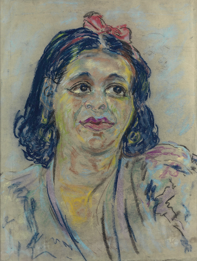 BEAUFORD DELANEY (1901 - 1979) Untitled (Portrait of a Woman with Hair Ribbon).